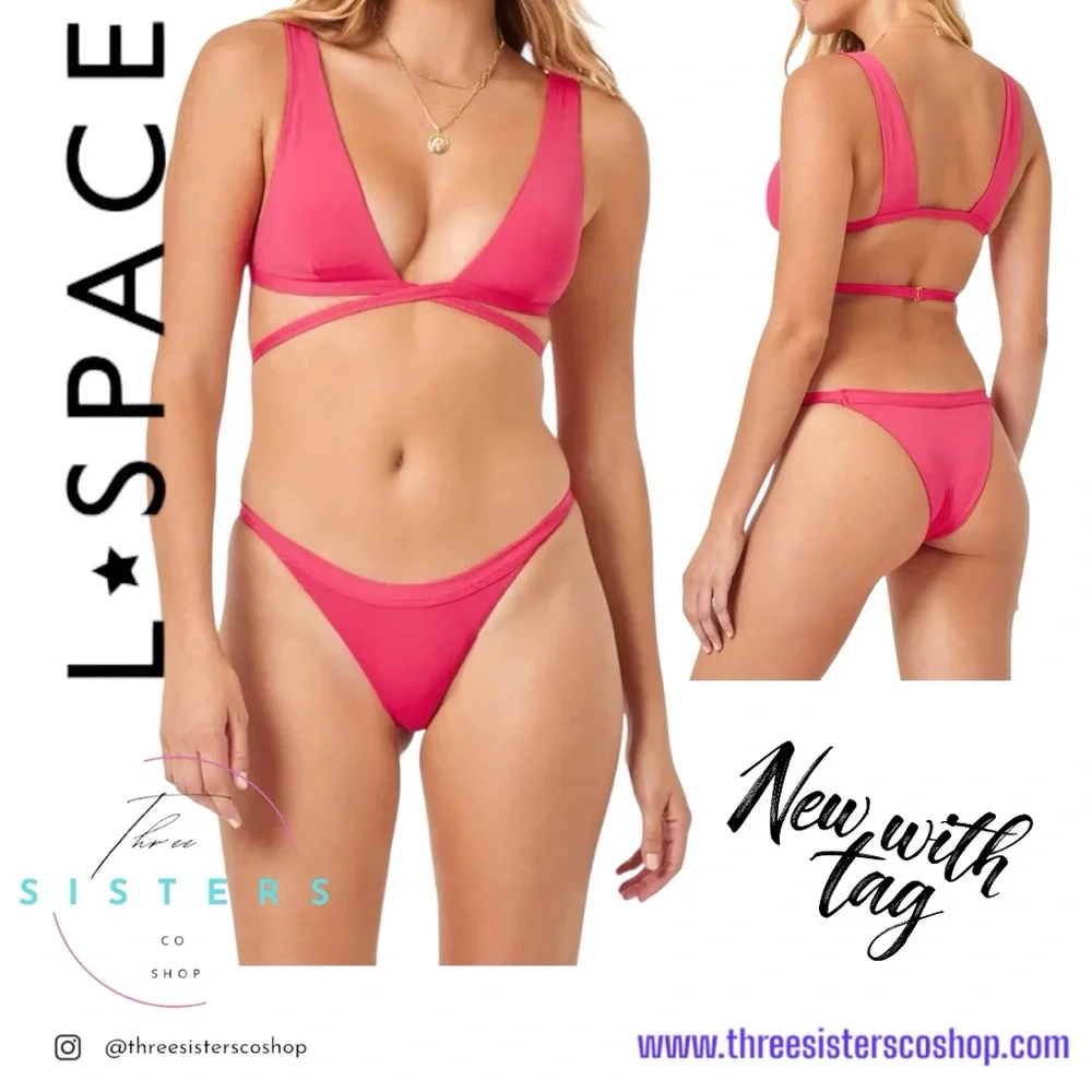 L*Space Pink Triangle Bikini Top